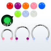 cbeglbl xxl steel circular barbell 16g 3mm glow in the dark ball