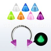 cbeglcn 316l steel circular barbell with acrylic gluminous cone