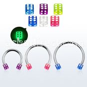 cbegld4l xxl steel circular barbell 16g 4mm glow in the dark dice