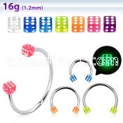 cbegldil xxl steel circular barbell 16g 3mm glow in the dark dice