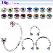 cbehjb3l xxl steel circular barbell, 16g w 3mm half jewel balls