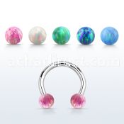 cbeop4 316l steel circular barbell w 4mm synthetic opal balls