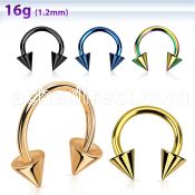 cbetcn5 anodized 316l steel circular barbell with two 5mm cones