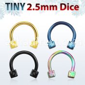 cbetdi25 anodized 316l steel circular barbell with 2 5mm dices