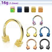 cbetdi anodized 316l steel circular barbell with 3mm dice