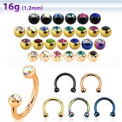 cbetjb25 anodized steel circular barbell w. two 2.5mm jewel balls