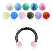 cbetop3 anodized steel circular barbell w 3mm opal balls