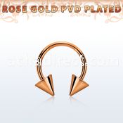 cbettcn5 rose gold pvd plated steel circular barbell w 5mm cones