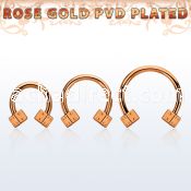 cbettd25 rose gold steel circular barbell w 2 2.5mm dices