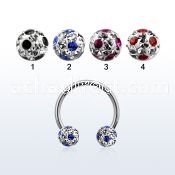 cbfr6a 316l circular barbell w dotted multi crystal ball