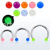 cbglb4l xxl steel circular barbell 14g 4mm glow in the dark ball