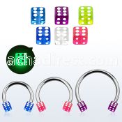 cbgldi4l xxl steel circular barbell 14g 4mm glow in the dark dice