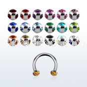 cbjb3 316l eyebrow lip circular barbell w jewel ball
