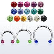 cbmf4l xxl steel circular barbell, 14g w 4mm multi crystal ball