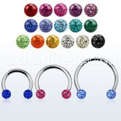 cbmf5l xxl steel circular barbell, 14g w 5mm multi crystal ball