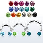 cbmf6l xxl steel circular barbell, 14g w 6mm multi crystal ball
