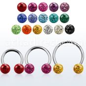 cbmf8l xxl steel circular barbell, 14g w 8mm multi crystal ball