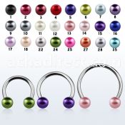 cbpr6l xxl steel circular barbell, 14g w 6mm faux pear balls