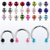 cbprl xxl steel circular barbell, 14g w 5mm faux pear balls