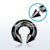 cbtcn00 black pvd plated 316l circular barbell with 12mm cone