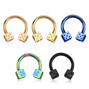 cbtdi anodized 316l steel circular barbell w 4mm dice