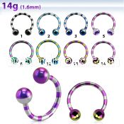 cbtlb14 zebra striped pvd 316l steel barbell w 5mm ball