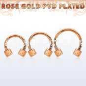 cbttdi rose gold steel circular barbell w 2 4mm dices