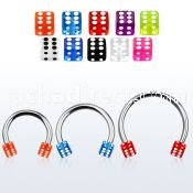 cbuvdi5l xxl steel circular barbell, 14g w 5mm uv dices