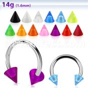 cbvcn5 316l steel circular barbell with 5mm acrylic uv cones