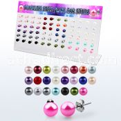 dacb102 board of steel assorted colored faux pearl ear stud