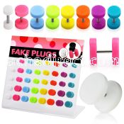 dacb114 board of 40 pcs acrylic illusion fake plug w o o ring