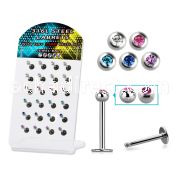 dacb156 display w 316l steel labrets w a tiny 2 5mm jewel ball