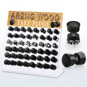 dacb163 display w 48 fake areng wood plugs  size 8mm 10mm