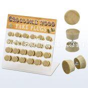 dacb173 display w 24 pcs. of crocodile wood fake plugs