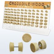 dacb181 display w 72 pcs. of crocodile wood fake plugs