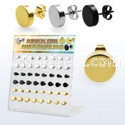 dacb200 display w 24 prs black 316l steel fake plug ear studs