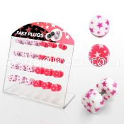dacb76b board of acrylic fake plug with pink white multi star