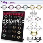 danp1 display w 24 assorted 316l steel nipple shields