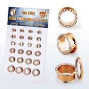 dapg188 board w rose gold steel flesh tunnel ferido crystal rim