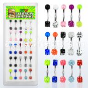 dbnedi2 316l steel eyebrow banana with acrylic uv dice