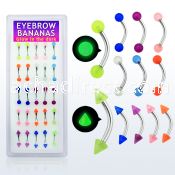 dbnegl 316l steel eyebrow banana with glow ball cone