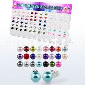 despr5 silver assorted colored faux pearl ear stud