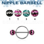 dfrnpe6 316l steel nipple shield w 2 6mm multi crystal balls