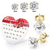 dhestzr1 gold pvd plated steel ear studs 3mm to 5mm 13