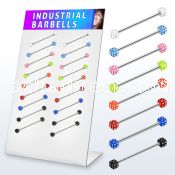 dind13 316l steel industrial barbell with 4mm acrylic uv dice