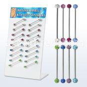 dind18 316l industrial barbell with a 5mm ferido crystal ball