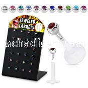 display w 24 bio flex labrets w 3mm jewel ball tops