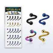 djspe1 box of anodized 316l steel eyebrow spirals w 3mm balls