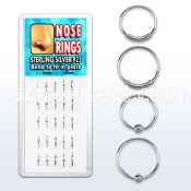dmvns display of silver nose rings with ball without ball