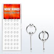 dnbr1 box of silver nose bones with 2mm balls on slave hoop